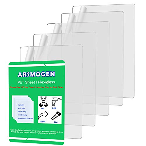 5 Pieces 8x10 PET Plastic Sheet Plexiglass Panels 0.040