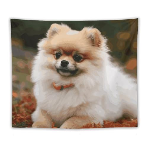 Tapiz decorativo de pared de perro pomerania FCTVSKLN, telón de fondo de 152x127cm