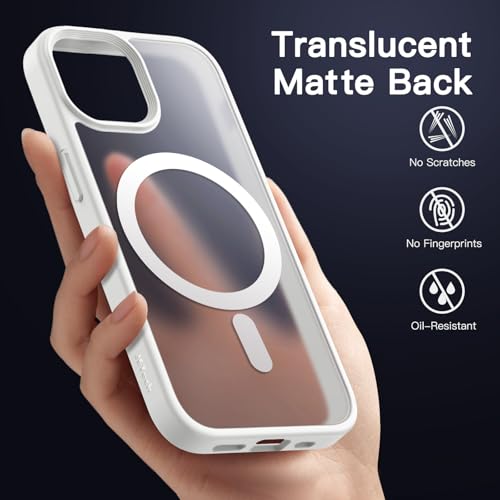 Image of JETech Magnetic Cover Case for iPhone 13 6.1-Inch Compatible with MagSafe, Translucent Matte Back Slim Shockproof Phone Cover (Starlight)