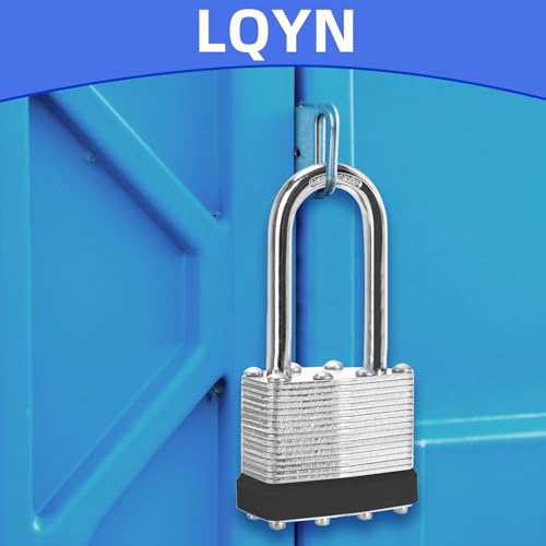 Image of Padlocks with Same Key, LQYN 100 Pcs Laminated Keyed Padlock (1-9 /16 inch, 40mm), Keyed Alike Locks, Long Shackle, for Storage Locker, Hasp Latch, Toolbox, Sheds