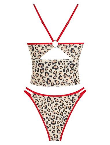 Image of ZAFUL Tankini Swimsuits for Women V Neck Dual Straps Cropped Bikini Swimsuit High Cut 2 Pieces Bathing Suit