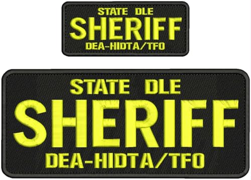 Special Patches for Velcro Patches for Uniform for State DLE Sheriff DEA-HIDTA/TFO EMB Patch 4x10 and 2x5 Hook Yellow Letters Model-Q-X988-2518