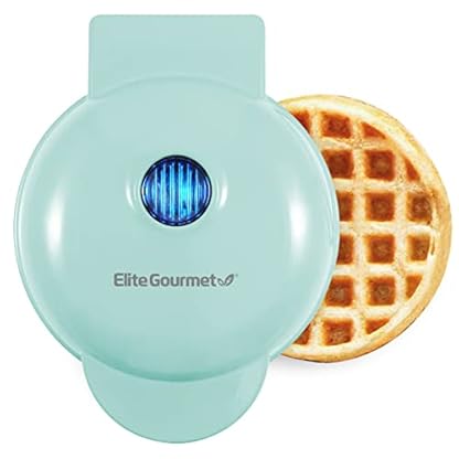 Elite Gourmet EWM015M Mini-Waffeleisen, elektrisch, mit Antihaftbeschichtung, Belgische Waffeln, kompaktes Design, Rösti, Keto, Snacks, Sandwiches, Eier, leicht zu reinigen, mintgrün