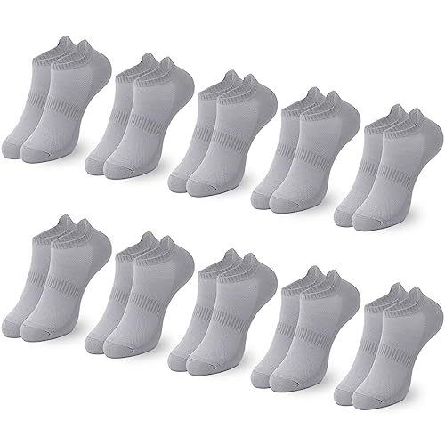 Image of No Show Socks Thin Low Cut Socks Woman Anti-slid Ankle Running Socks 10 Pairs Low Cut Tab Athletic Running Socks for Men Woman(10Grey Size12.5-15)