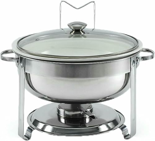 XIAOYIWIN Juego de Buffet Chafing Dish, Acero Inoxidable Revestido de ladrillo con Tapa de Vidrio Aislante y Soporte, fácil de Limpiar, Adecuado for Fiestas, Banquetes, Fiestas, Bodas ~