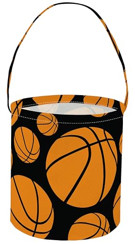 Image of Basketball Easter Bucket Easter Basket for Kids Baby Storage Basket Cute Toy Storage Bin Organizer Shelf Book Basket Easter Room Decor(Basketball)
