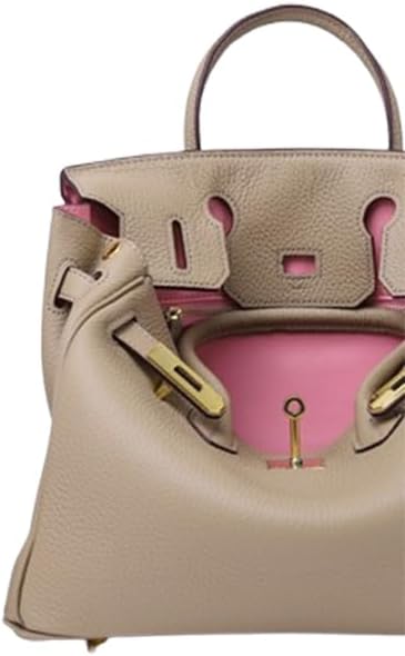 Genuine Leather Tote Bag for Women, Top Grain Pebbled Cowhide Handbag with Lock & Key, Large Capacity Top Handle Bag.