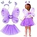 Costume Fata Ragazza, Vestito Principessa Farfalla con Ali Gonna Tutù Fascia per Capelli Costumi Angelo per Feste Tema Compleanno Teatrale Cosplay Natale Uso Quotidiano Gonna Ragazza 2-9 Anni