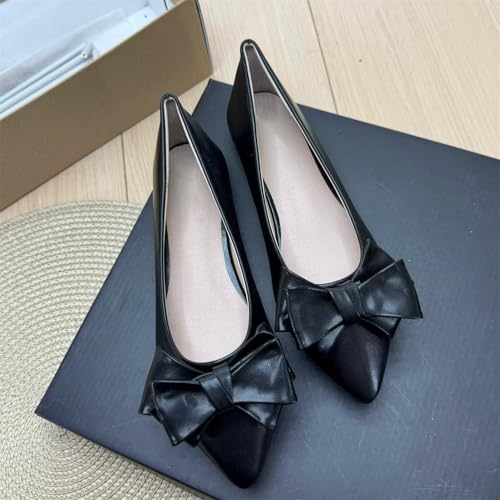 Image of TN TANGNEST Flats Shoes Women Comfort Casual Loafers | Classic Pointed Toe Bowknot Flats Cute Slip On Flats, Wear to Work Travel Walk