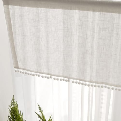 Reducción de deslumbramiento con la cortina corta de algodón beige para salón 6