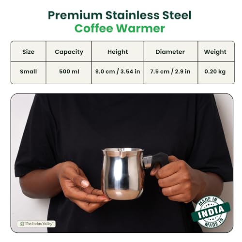 Image of The Indus Valley Stainless Steel Turkish Coffee Maker /Warmer with Stand| 500ml, 0.20kg | Induction Friendly | 100% Toxin-Free, Naturally Non-Stick, Long Lasting