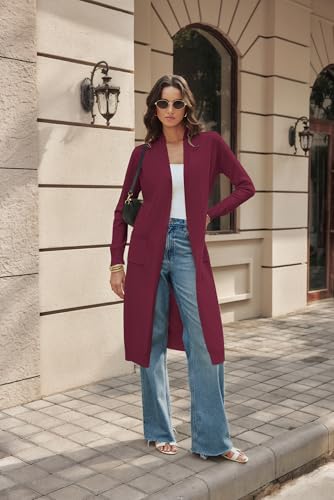 Image of GRACE KARIN Essential Solid Open Front Maxi Long Knitted Cardigan Sweater for Women