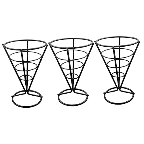 MOLUCKFU Metal Storage Basket French Fries Holder Cone French Fries Stand Snack Basket