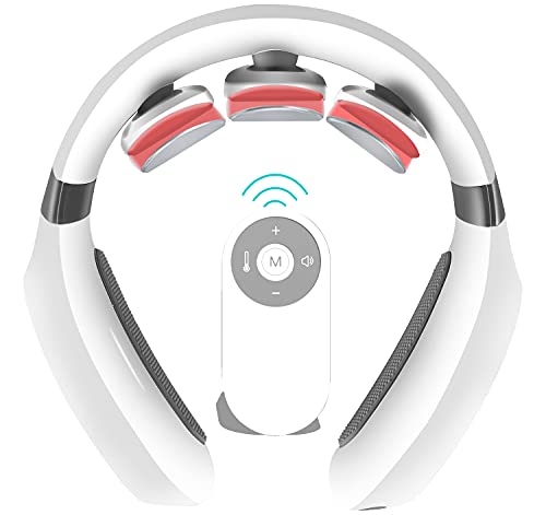 HEZHENG HZC Neck Massager,Pain Relief Deep Tissue Cordless,Electric Pulse Neck Massagewith Heat 3 Massage Pads Offer Deep Relaxation-Super Large Touch Screen-Voice Prompt-Remote Control-Gift Package