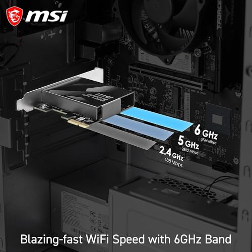 MSI Herald WiFi 7 PCIe-Karte für Desktop-PCs BE9400 Tri-Band, Bluetooth 5.4, 6 GHz, MLO, 320 MHz, 5,8 Gbit/s – Ansicht 3