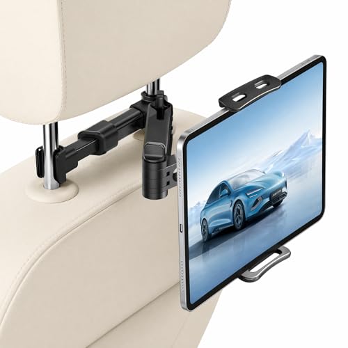 KORVORIA Soporte de Coche para Tableta 360° Giratorio, Telescópico para Reposacabezas, Compatible con iPad, Switch, Kindle, 4,7 a 13 Pulgadas