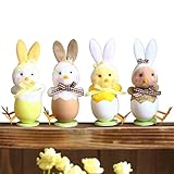 DNBOD Cute Easter Chicken Decorations,Mix 4 Styles Furry Chicken Ornaments for Easter House Shelf Decorations Farm Theme Birthday Party Spring Festival Supplies