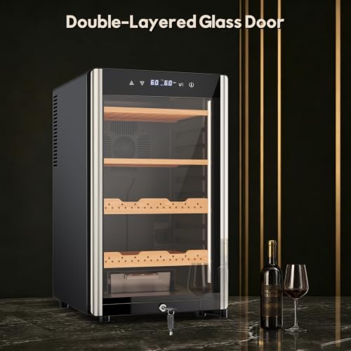 Image of 70L Upgrade Electric Humidor - Large Capacity 400 Count Electric Humidor| Smart Temperature & Humidity Control, Digital LED Screen & Safety Lock