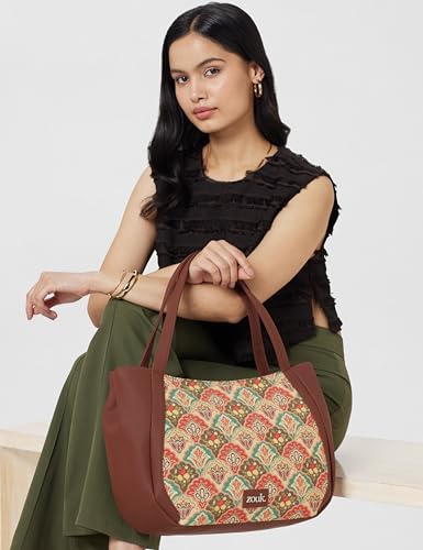 ZOUK Mughal Art Multicolor Jute Vegan Leather Shoulder Handbag - Image 3