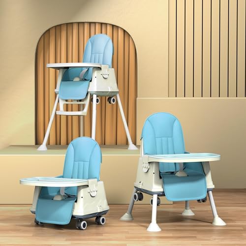 Image of StarAndDaisy High Chair for Baby /Baby Feeding Chair for 0 to 5 Years with 4 in-1 Multifunctions /High Chair with Height Adjustable, Detachable Tray & One-Hand Adjustable -Blue