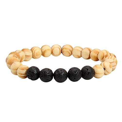 Eigso Wood Bead Bracelet Lava Rock Stone Beads Diffuser Bracelet Gemstone Aromatherapy Bracelet For Men Women #TOP3