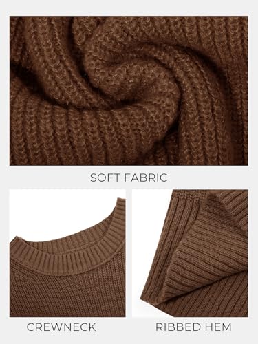 Image of Saodimallsu Womens Batwing Long Sleeve Sweaters Casual Crewneck Loose Chunky Knit Fall Pullover Tops