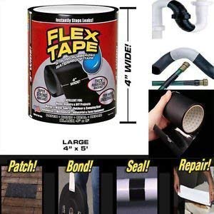 NITLOK Waterproof Flex Seal Super Strong Adhesive Sealant Tape, Stops Leaks, Large Flex Tape Rubberized Waterproof Tape, 4 inches x 5 feet, (Black)