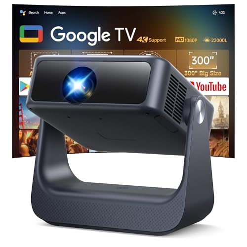 【Buit-in Google TV & Voice Control】Smart Projector with WiFi 6 and Bluetooth, 4K Support Movie...