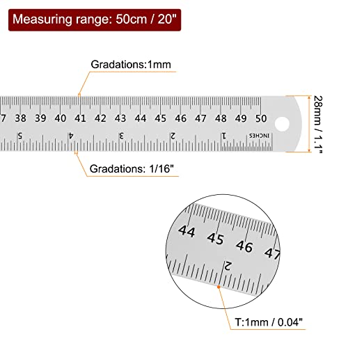 Régler en acier de 50 cm sourcing map lot de 2 avec table de conversion - 2