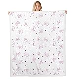 Manfei Bonita manta de forro polar con estampado de lazos morados, pajarita de dibujos animados, acogedora manta para cama, sofá, decoración de habitación de princesa, suave y transpirable (30 x 40