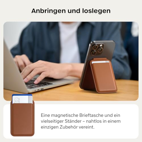 SATECHI MagSafe Kartenetui & Ständer, NFC, Bis zu 4 Karten, Braun – Ansicht 2