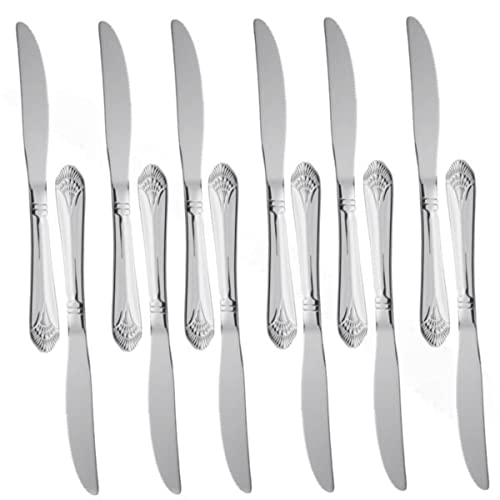 TrueCraftware- Set of 12 Stainless Steel Elizabeth European Size Table Knife- Stainless Steel Silverware Flatware Cutlery Kitchen Tableware Set for Home and Restaurant Butter Knife Spreader Table Knives
