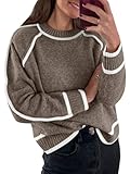 LILLUSORY Women's Fall Sweater Pullover Knit Trendy Tops Oversized 2024 Fashion Airport Outfits, Large, Nutmeg