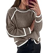 LILLUSORY Women's Chunky Oversized Sweaters Pullover Knit Trendy Outfits Color Block 2024 Winter ...