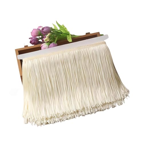 10M de Ribete de Flecos para Vestido Latino, Adornos de 30cm, Borde Decorativo, Borla Costura de Poliéster, Pasamanería para Coser/Ropa/Cortinas (A)