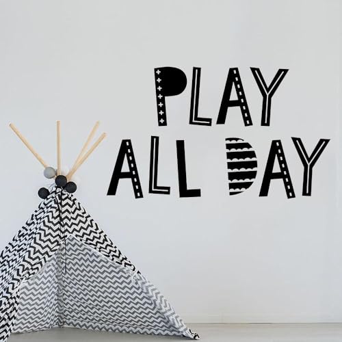 Adhesivo de pared con cita escandinava para sala de juegos, habitación de niños, juego escandinavo, vinilo para guardería, decoración del hogar, 56 x 33 cm