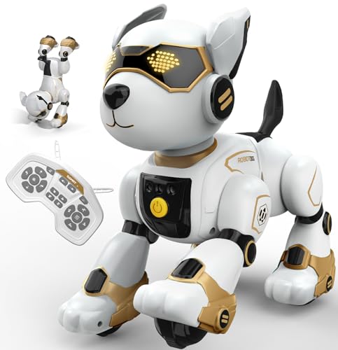 anysun Robot Chien, Jouet Robot Rechargeable, Chien Robots Programmable Interactif pour Enfants, Commandes Vocales, Télécommande, Détection Tactile, pour...