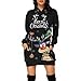 Sudaderas con Capucha Diseño Elegante Mujer Pullover Hoodie Jersey Larga Bolsillos Manga Larga Casual Sudadera Vestido Invierno Tops Señoras del Ropa de ciervo para Navidad Ligera de Longitud Media