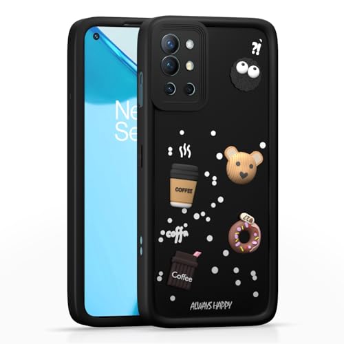 Image of Pikkme Back Cover for OnePlus 8T 5G / OnePlus 9R 5G | Cute Fun Cartoon 3D Bear Silicone Full Body Protection Bumper Cover (Black)
