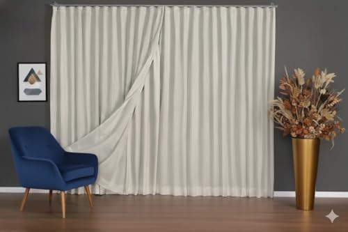 Cortina de Linho Natural com Forro Microfibra 2.80m x 6.00m Para ...