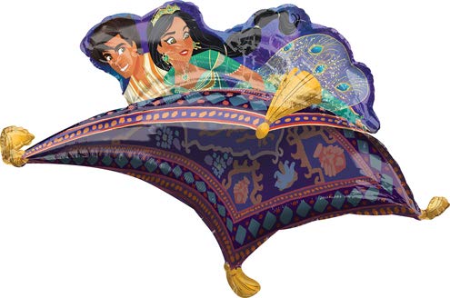 LOONBALLOON 42 Inch Aladdin and Jasmine Balloon Cartoons Movie Character Balloons for Kids Birthday and Theme Parties