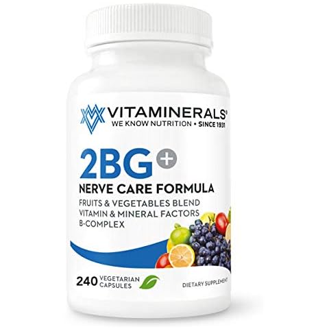 Vitaminerals 2BG+™ B Complex Immune Support High Potency B Complex | Fruits & Veggies Blend | 240 Veggie Caps Cover