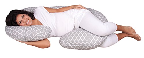 Leachco Snoogle Chic - Snoogle Total Body Pregnancy Pillow with Easy on-Off Zippered Cover -Moroccan Gray - Thumbnail 2