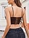 Avidlove Lace Bralette for Women V Neck Camisoles Adjustable Strap Two Layer Crop Top Bustier Tops Brown X-Large