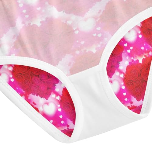 Joisal Heart Shaped Red Roses Valentine Little Girl Panties Toddler Girls Underwear Cotton Pattern Undies Kids Briefs 2t 5