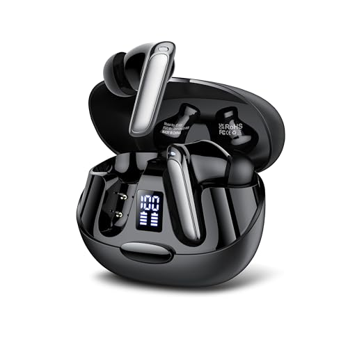 SKIUDCT Wireless Earbuds, Wireless Headphones Bluetooth 5.3 Earphones with HD Mic, HiFi Stereo, 42H Playtime, Touch Control, Type-C Charging, IPX7 Waterproof in Ear Wireless Earphones LED Display