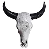 Bison Bull Skull Wall Decor Cow Head LongHorn Sculptures Plaque Art Crafts Ornaments Horns Environme