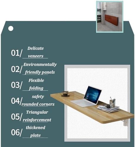 Space Saving Folding Wall Mounted Table Drop Leaf Workbench for JNHWll Spaces Red 80x50cm Ideal for Home Office Laundry Room and Crafting.