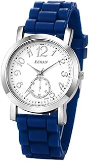 JewelryWe Uhren Damen Analog Quarz Armbanduhr Klassisch Einfach Beiläufige Uhr mit Silikon Armband Dunkelblau