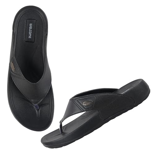 Image of WELCOME Soft Men's Slippers with Cushion FootBed for Adult | Comfortable & Light Weight | Stylish & Anti-Skid | Waterproof & Regular Flip Flops for Gents /Boys